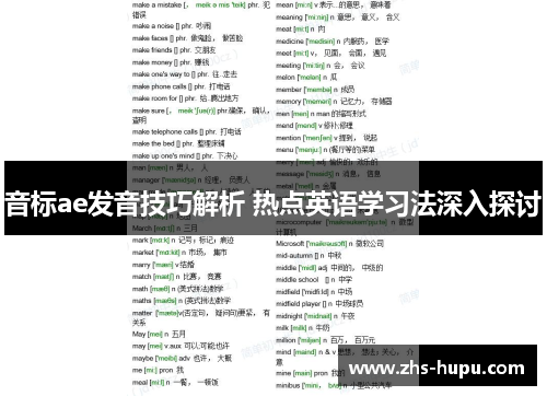音标ae发音技巧解析 热点英语学习法深入探讨